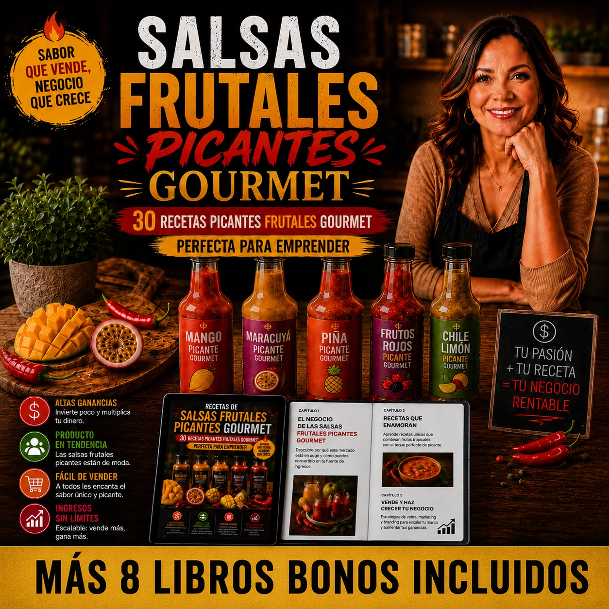 Libro de 30 salsas picantes frutales gourmet